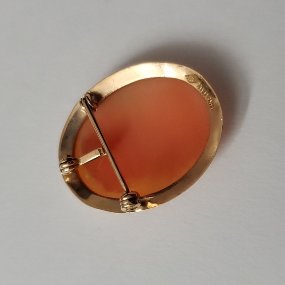 14K Gold Cameo Pendant Convertible Brooch - Picture 2 of 4